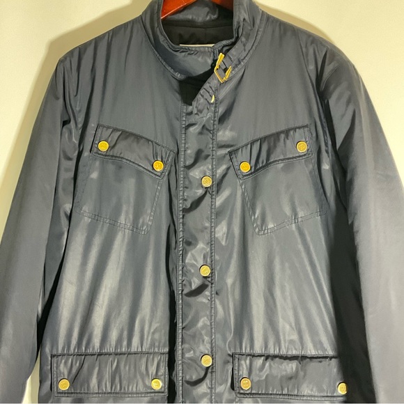 Doncaster 50/50 Down/Feather Fill Navy Gold Hardware Full Zip Pockets Coat Sz 8 - Picture 15 of 16